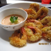 Fried Prawns with Breadcrumbs mixture and Spicy mayonnaise sauce 