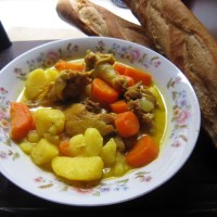 Chicken Coconut Curry with French Baguette